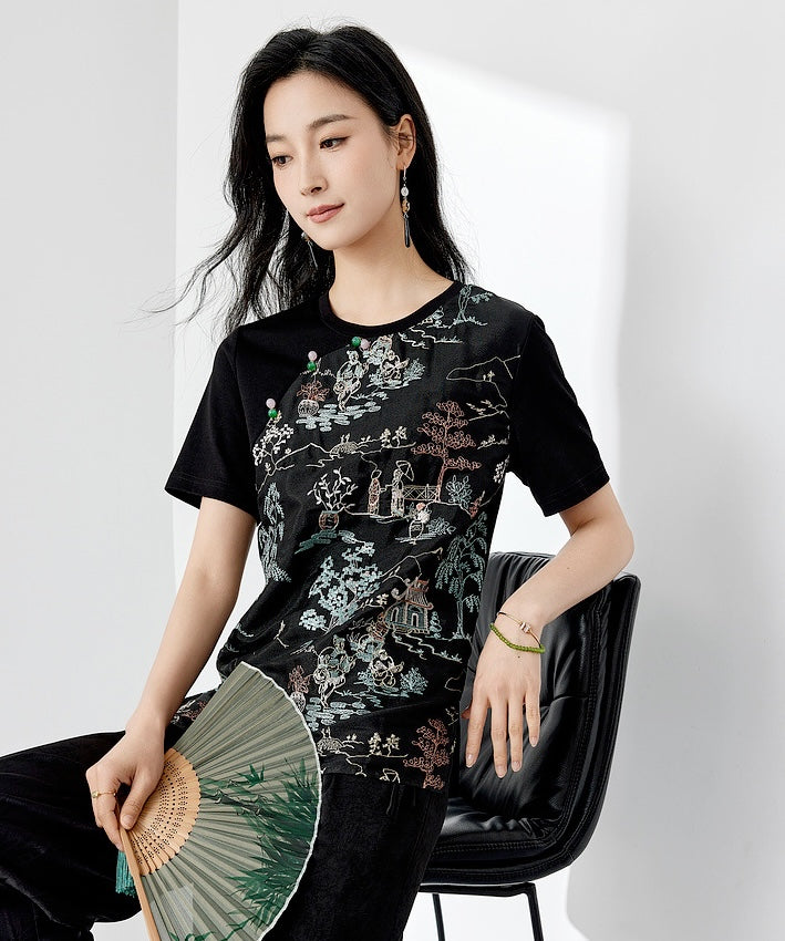 Kelly Embroidered Cheongsam Tee