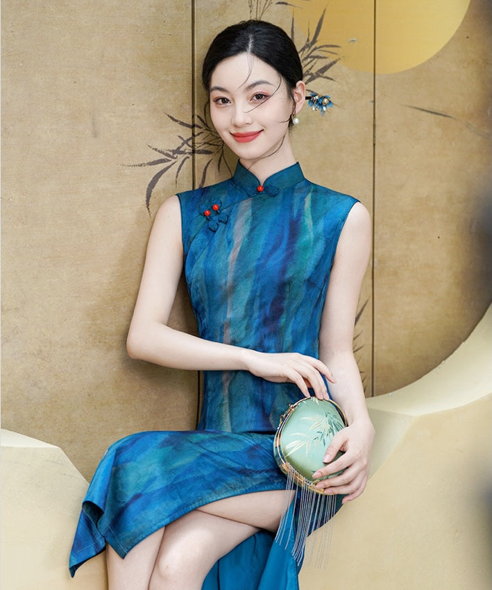 The Beautiful Blue Cheongsam