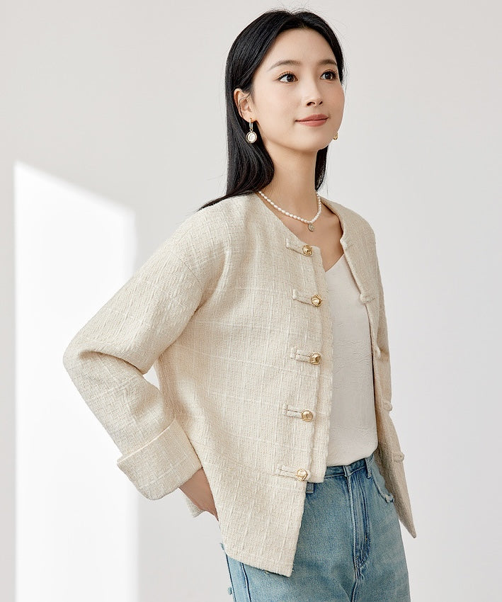 Dove Tweed Cheongsam Jacket