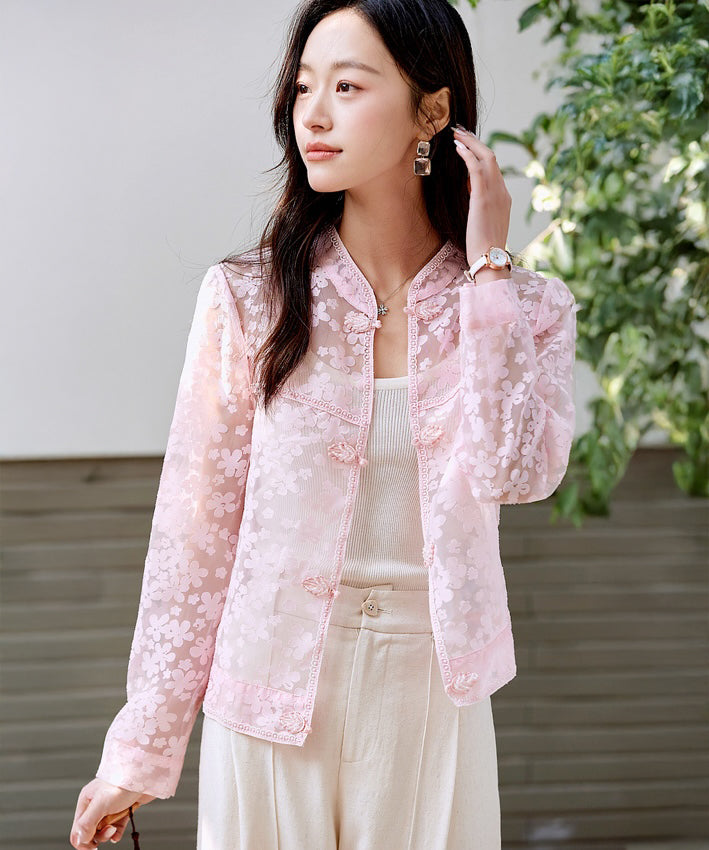 Mandarin Collar Organza Jacket