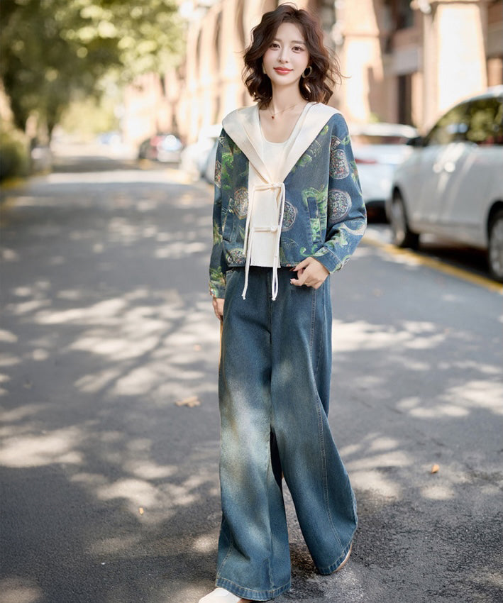 Sora's Denim Jackek + Denim Pants Set