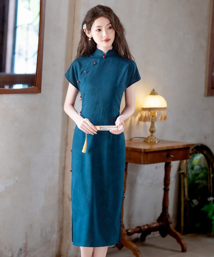 Scallop Blue Cheongsam