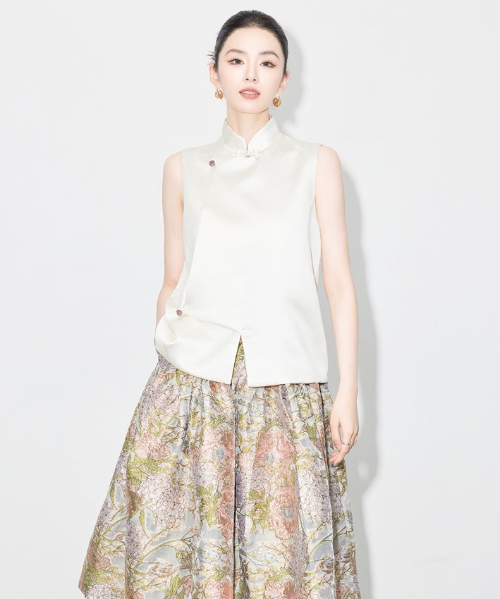 He Tang's Jacquard Oriental Top + Skirt Set
