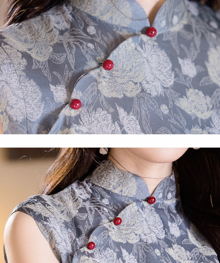 Summer Lake Blue Cheongsam