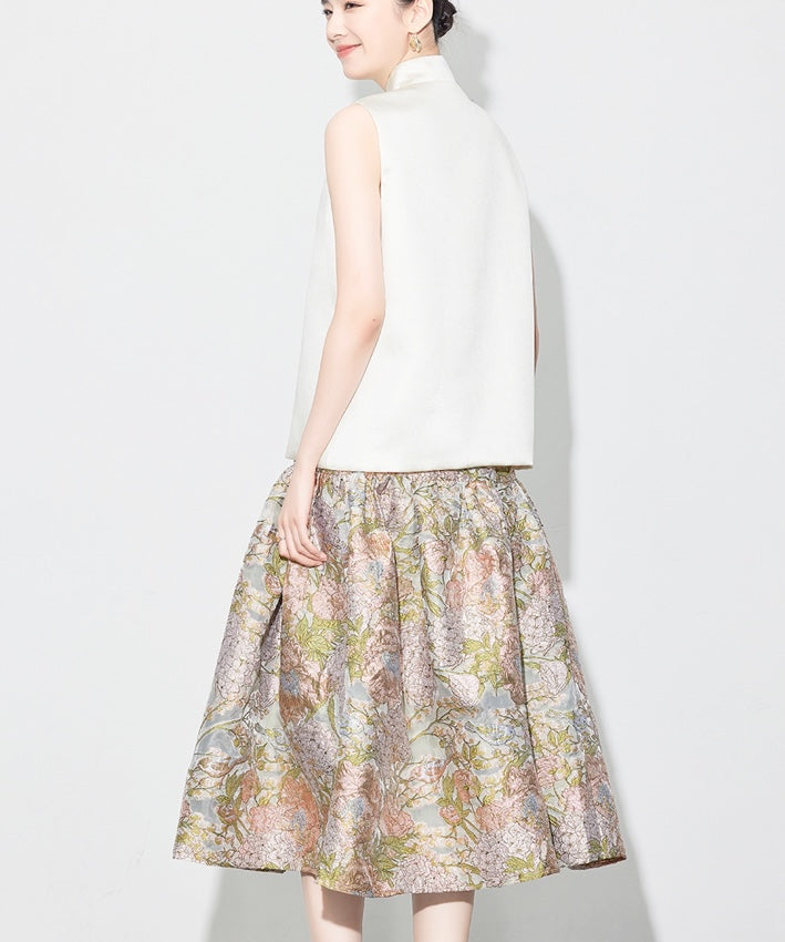 He Tang's Jacquard Oriental Top + Skirt Set