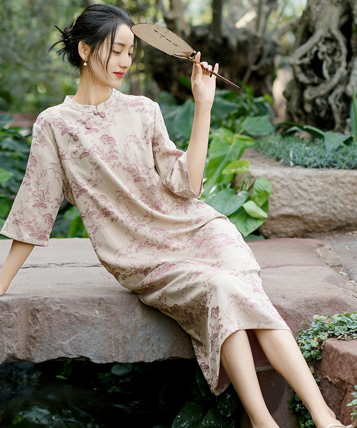 retro chinese dress Elegant Retro Chinese Style Velvet Floral Daily Modified Qipao Cheongsam Green / XXL