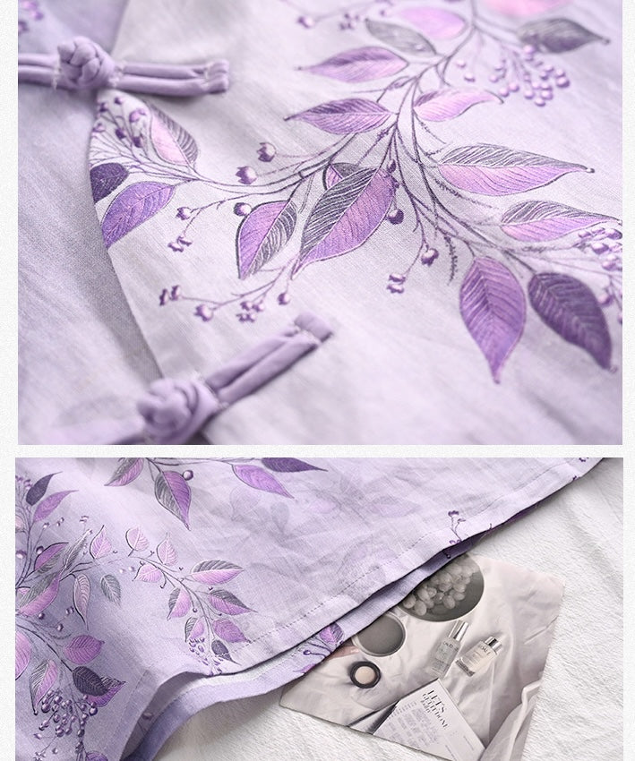Lavender Floral Cheongsam Dress