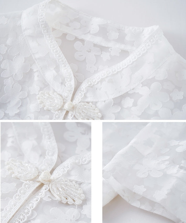 Mandarin Collar Organza Jacket
