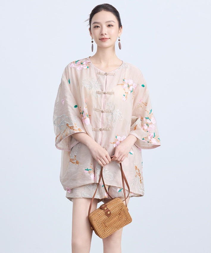 Julienne Oriental Embroidery Top + Shorts Set