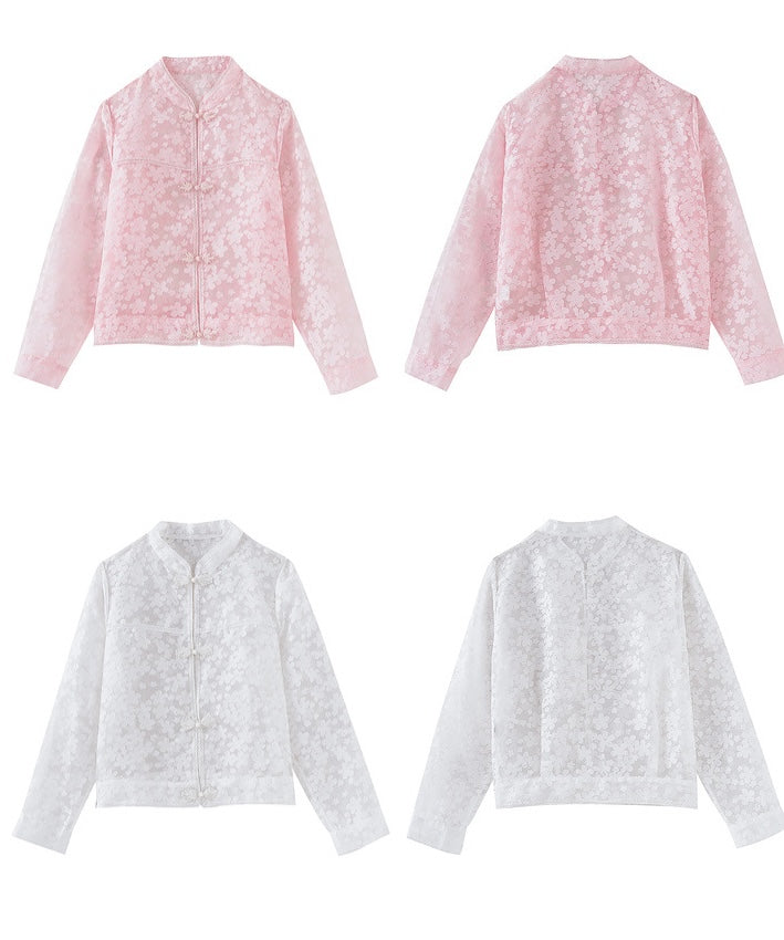 Mandarin Collar Organza Jacket