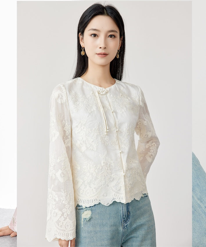 Eira Embroidered Lace Oriental Top