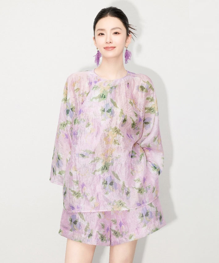 Violet Cheongsam Top + Shorts Set 💜 Limited Edition