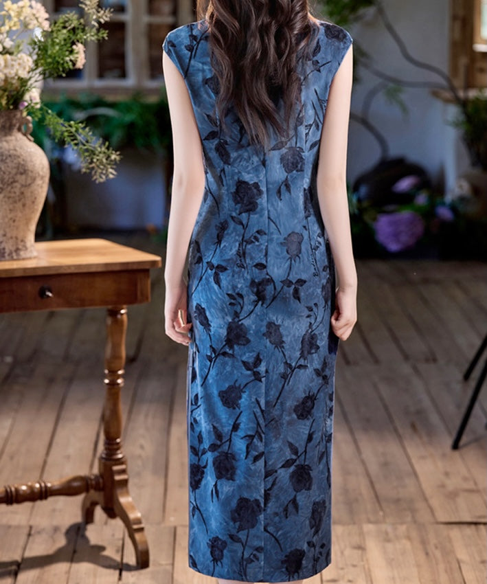 Midnight Rose Maxi Cheongsam