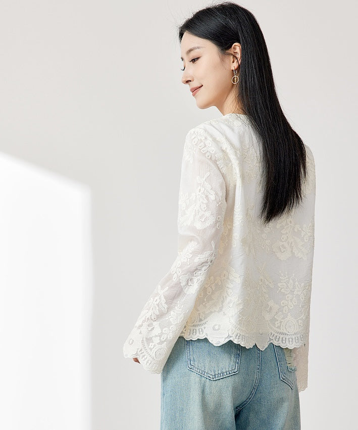 Eira Embroidered Lace Oriental Top