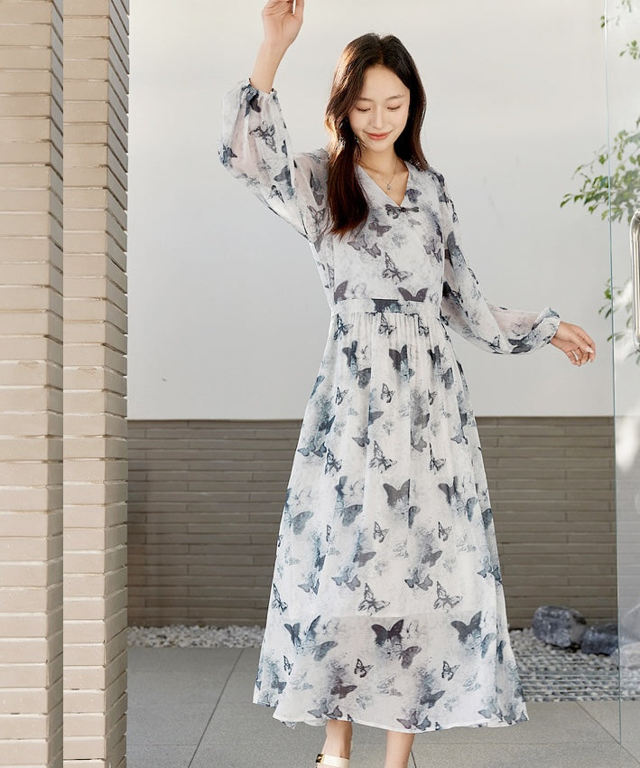 Butterfly Oriental-Inspired Dress