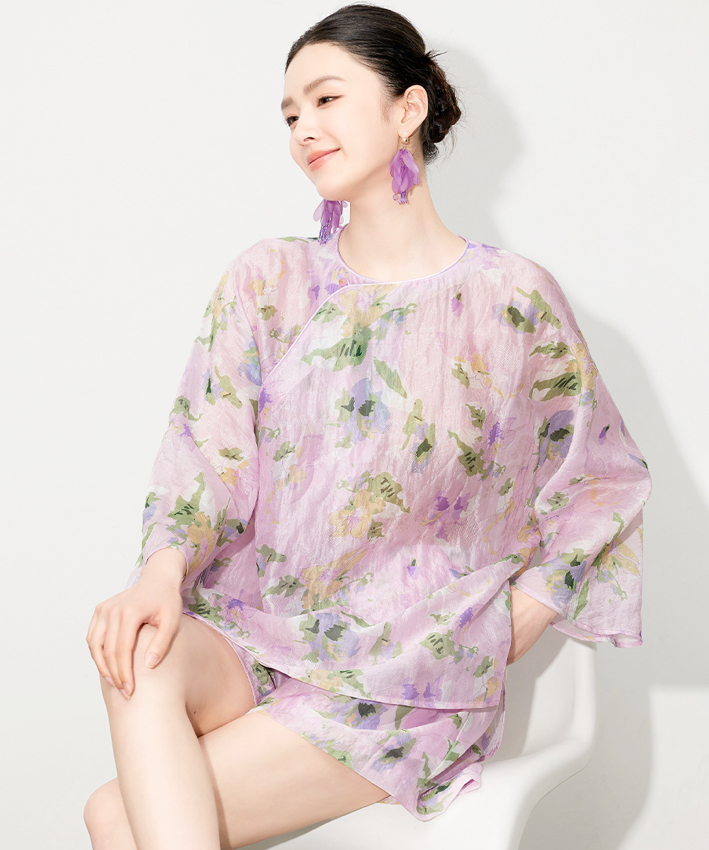 Violet Cheongsam Top + Shorts Set 💜 Limited Edition