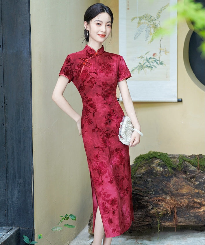 Bridal Short Sleeves Red Cheongsam