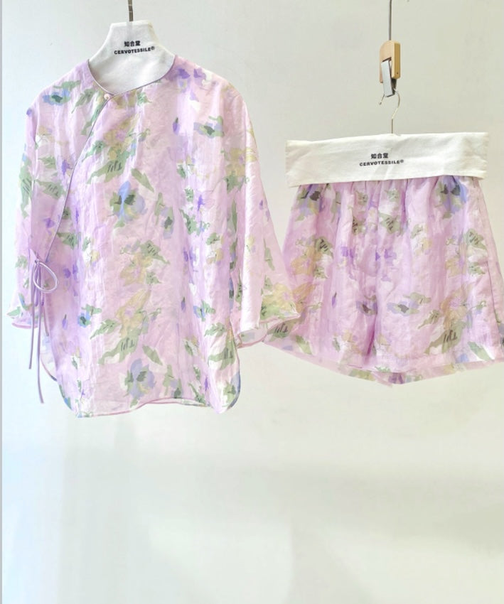 Violet Cheongsam Top + Shorts Set 💜 Limited Edition