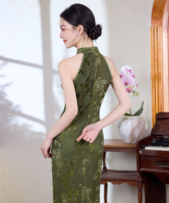 Olive Halterneck Cheongsam