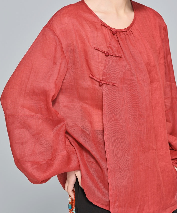 Suwei's Crimson Cheongsam Blouse