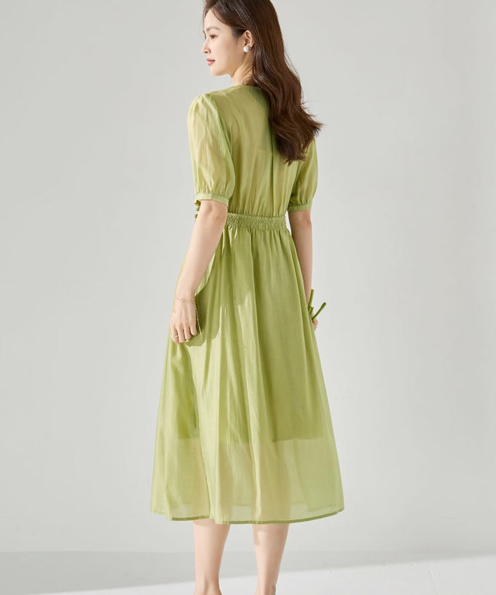 Rachelle Pleat and Oriental Button Dress