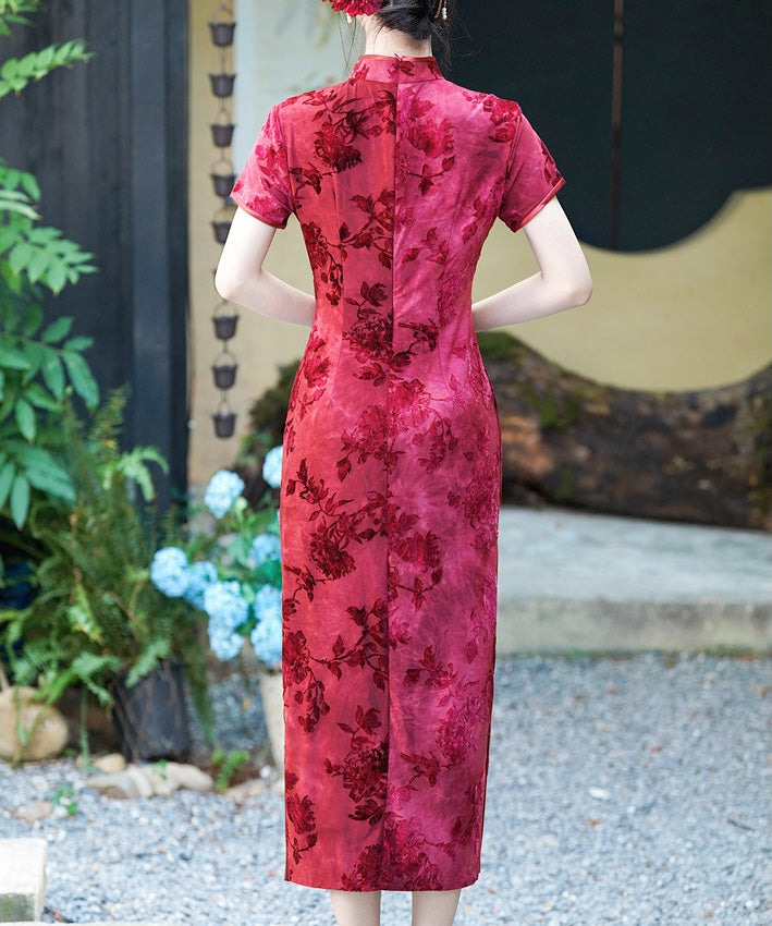 Bridal Short Sleeves Red Cheongsam