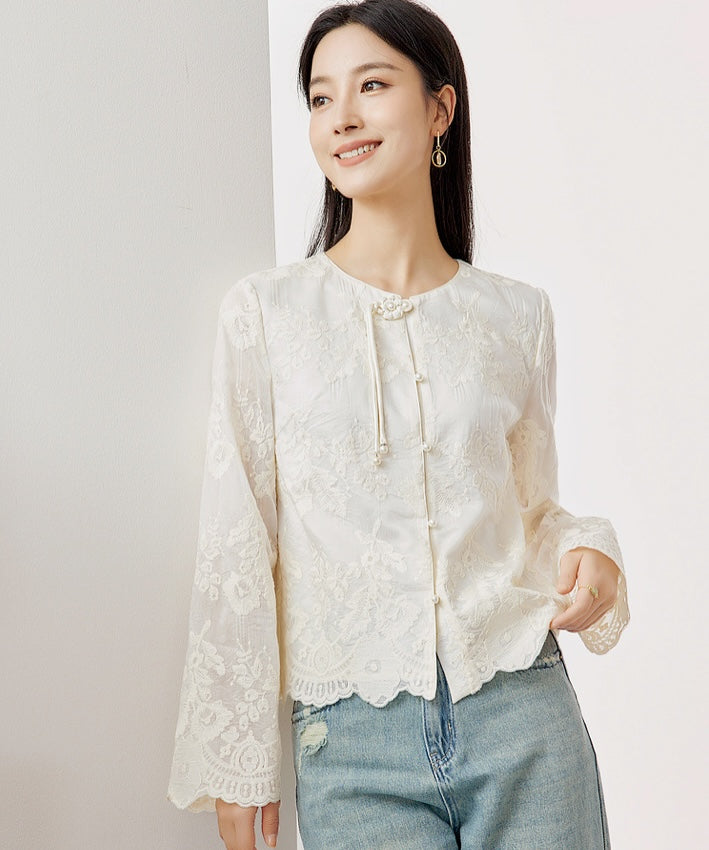 Eira Embroidered Lace Oriental Top