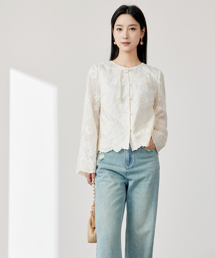 Eira Embroidered Lace Oriental Top