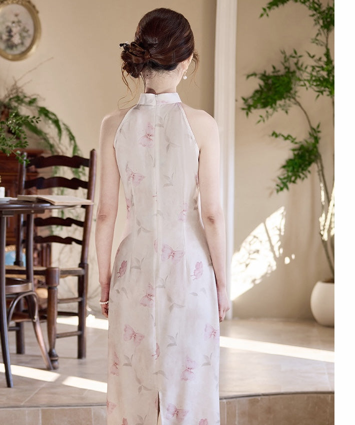 Blush Butterfly Halter Cheongsam