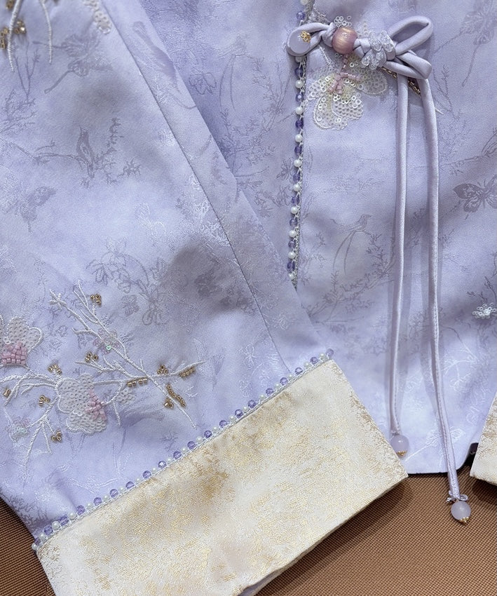 Lavender Mist Embroidered Drape Jacket