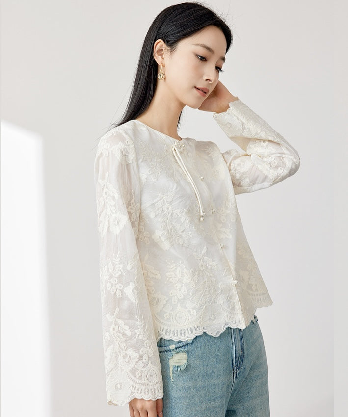 Eira Embroidered Lace Oriental Top