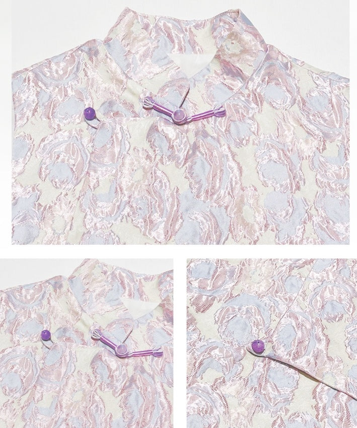 Suya's Jacquard Oriental Top + Skirt Set