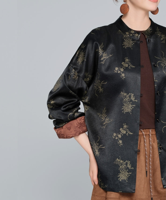 Midnight Blossom Cheongsam Jacket