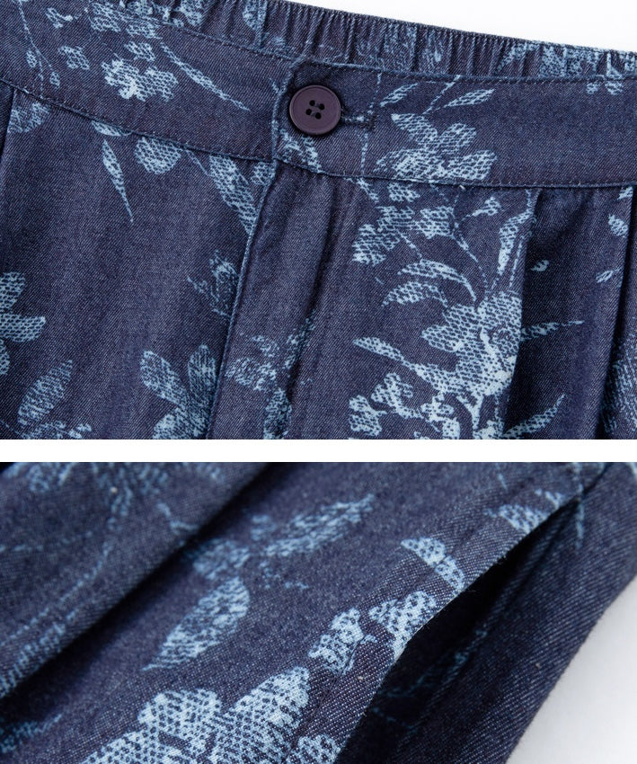 Indigo Floral Top Pants Set