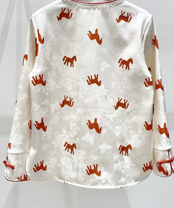 Ivory Fortune Horse Cheongsam Top
