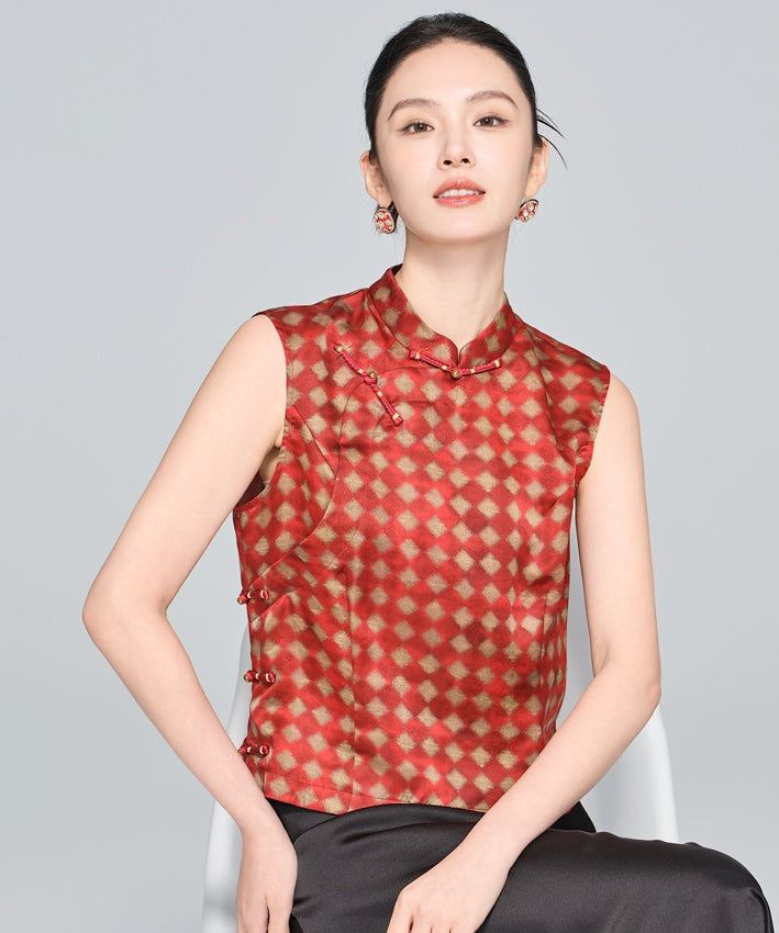Red Lantern Cheongsam Silk Top