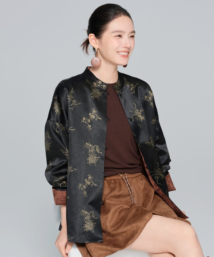 Midnight Blossom Cheongsam Jacket