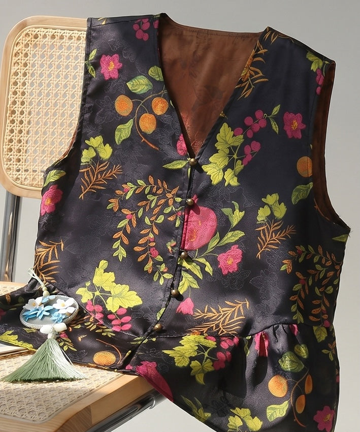 Twilight Leaves Modern Cheongsam Top