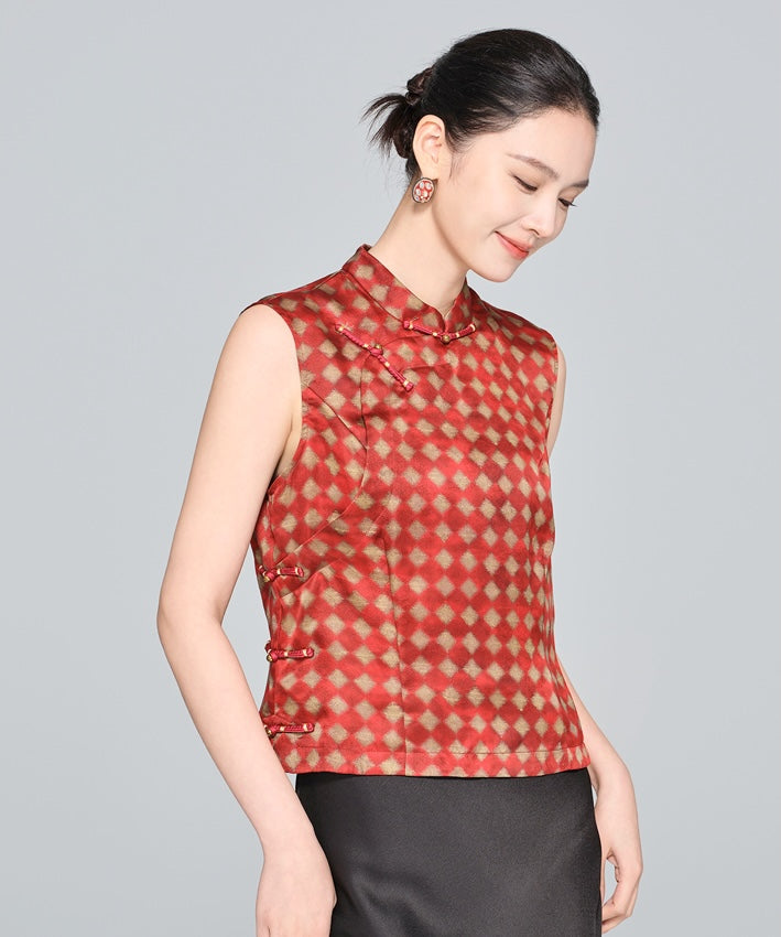Red Lantern Cheongsam Silk Top