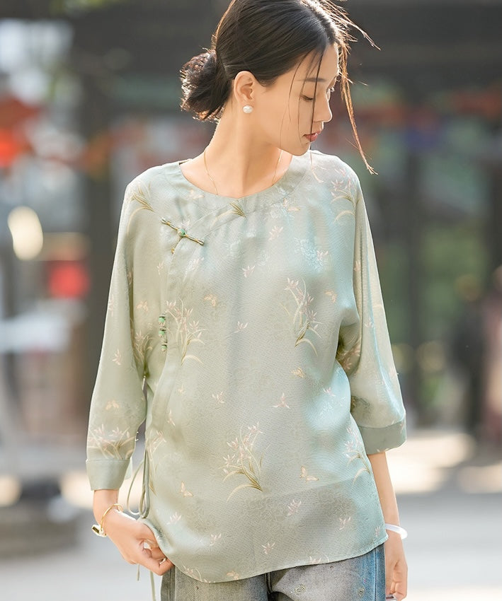 Willow Mist Cheongsam Silk Top