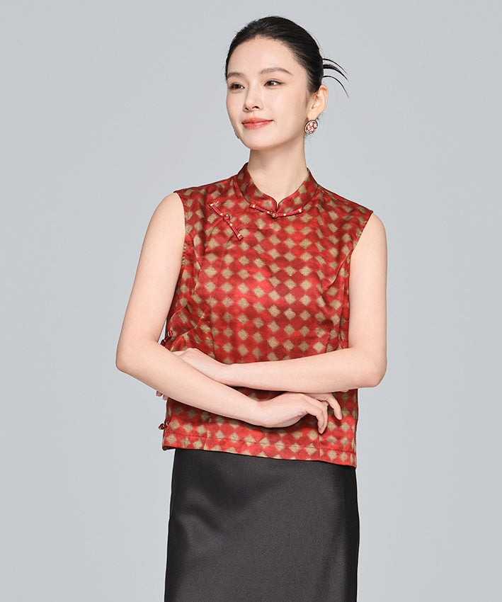 Red Lantern Cheongsam Silk Top