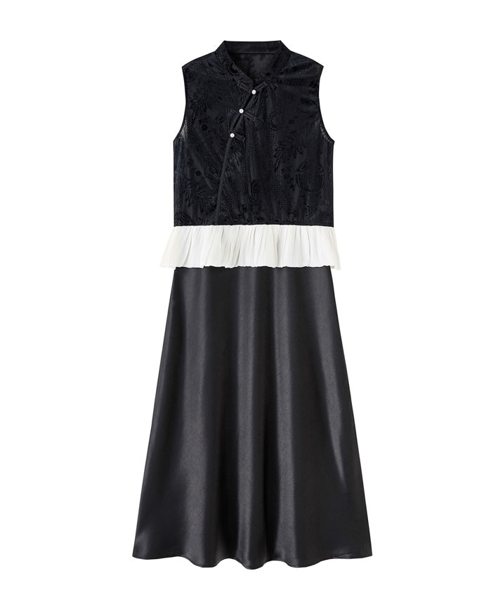 Noelle Contrast Cheongsam Top + Strap Dress Set