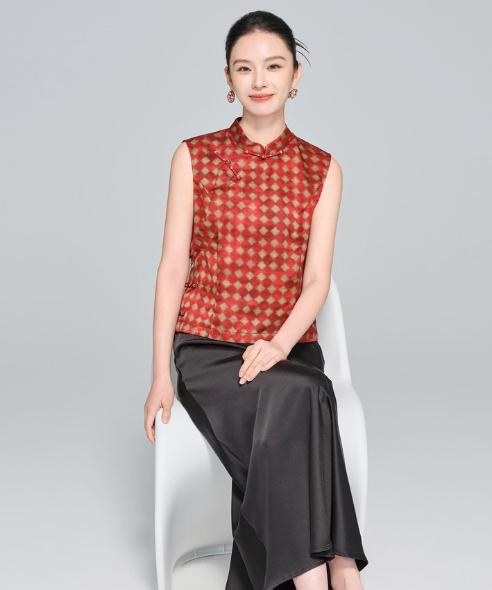 Red Lantern Cheongsam Silk Top