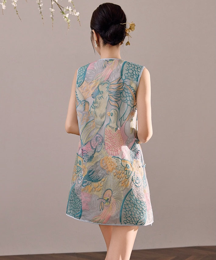 Aviary Bloom Silk Cheongsam Top