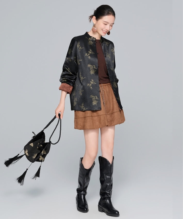 Midnight Blossom Cheongsam Jacket