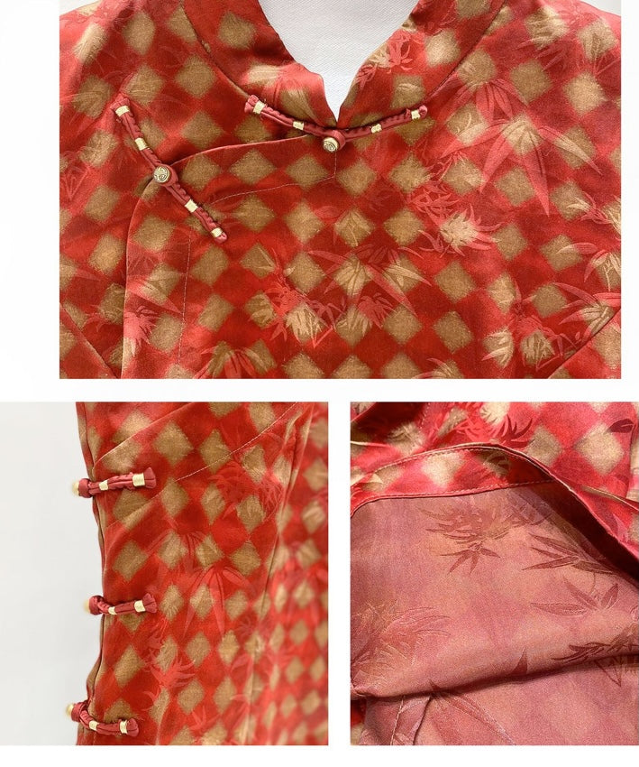 Red Lantern Cheongsam Silk Top