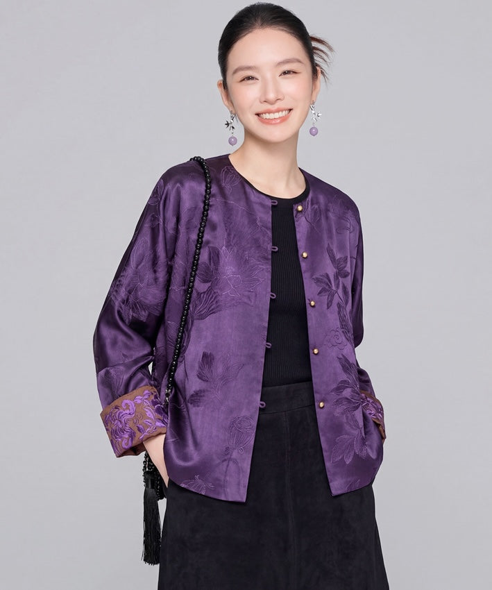 皇家李子紫旗袍外套