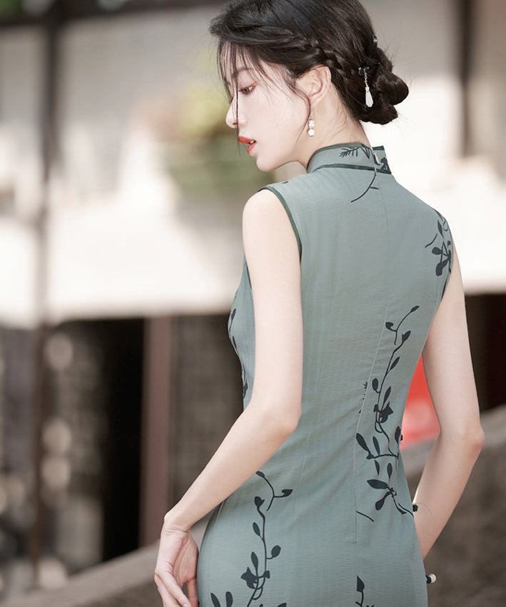 Teal Sleeveless Cheongsam
