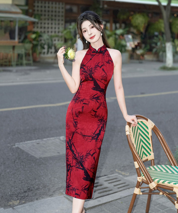 Fenni Velvety Halterneck Cheongsam DXJ Cheongsam