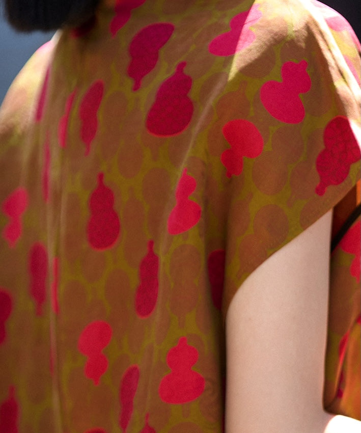 Pomegranate Charm Silk Oriental Top